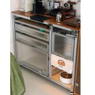 设计师款小户型家用铝型材餐边柜亚克力柜门收纳柜桦木海洋板柜子