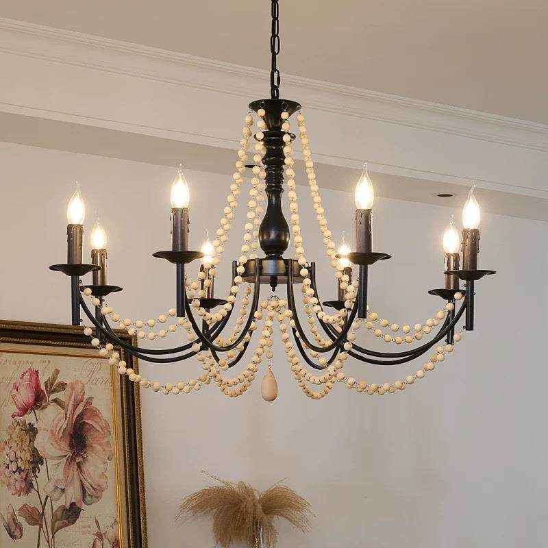 美式复古客厅吊灯中古风黑色蜡烛大厅主灯法式餐厅浪漫珍珠卧室灯,玩具/童车/益智/积木/模型,毛绒/玩偶/公仔/布艺类玩具,淘宝优惠券,粉丝福利购,淘宝优惠卷