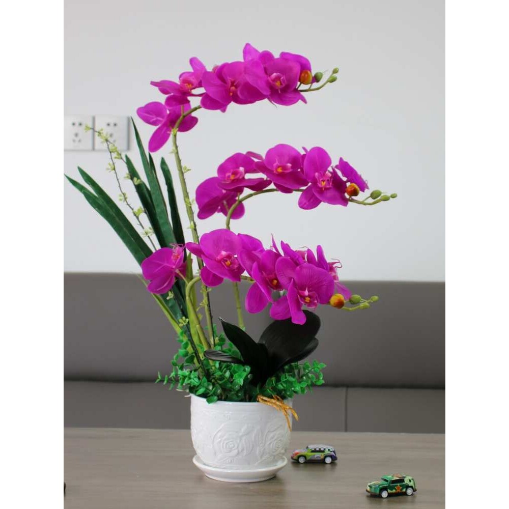 蝴蝶兰花套装客厅摆件假花茶几电视柜摆放花卉装饰塑料花绢花