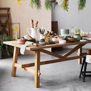 北欧原木全实木餐桌长方形家用客厅大桌子长条桌书桌学习桌工作台