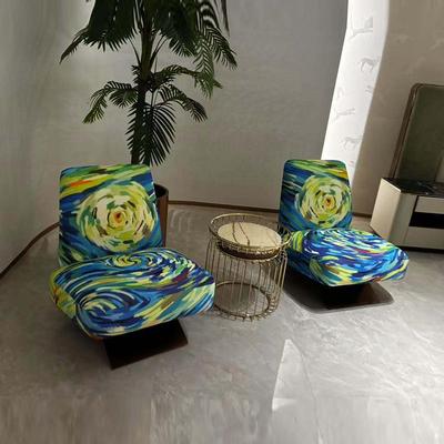 意大利设计师创意沙发椅样板间酒店大堂接待洽谈椅网红印花懒人椅