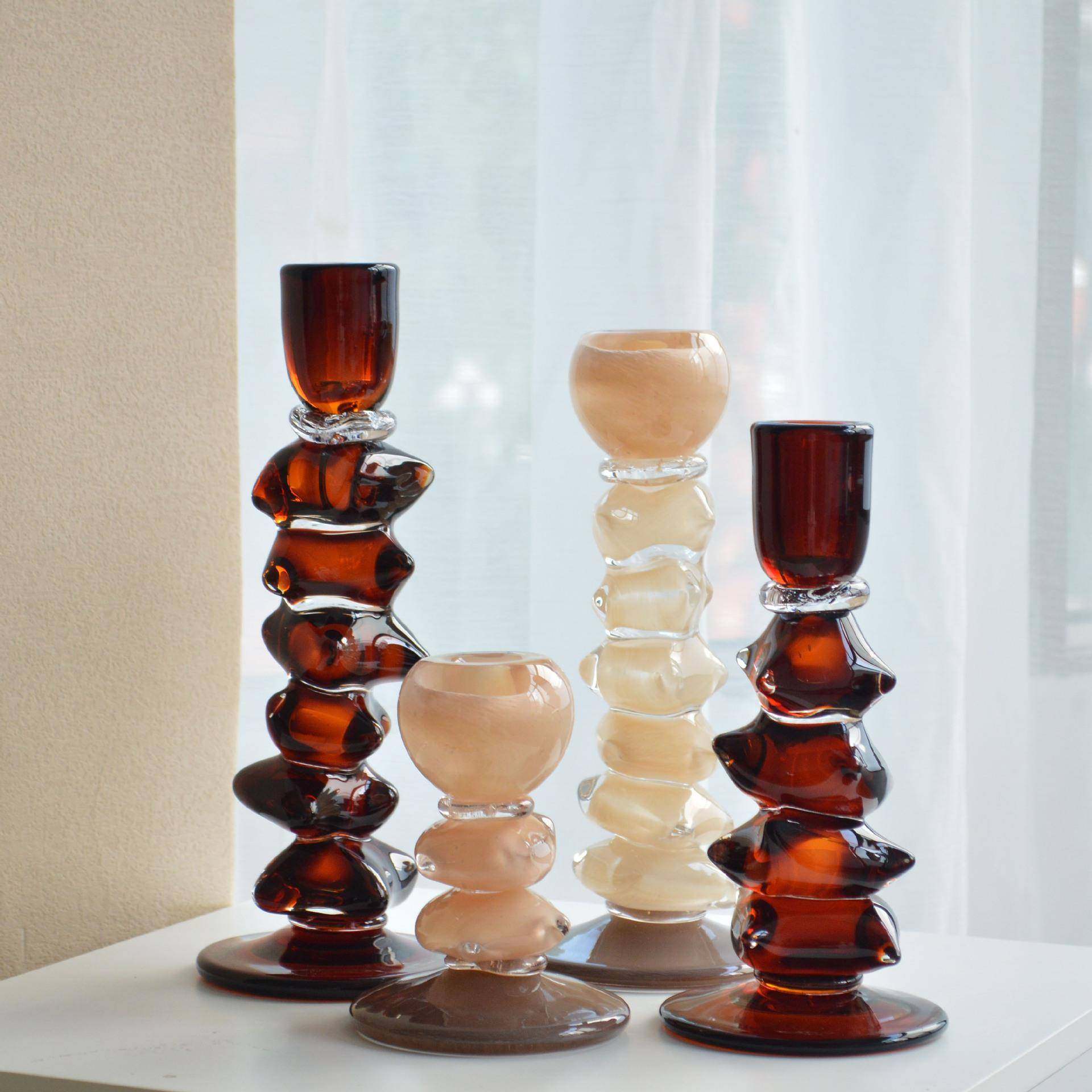 艺术中古手工玻璃烛台高级感法式家居餐厅桌边柜装饰浪漫烛台摆件,机械设备,其他机械设备,淘宝优惠券,粉丝福利购,淘宝优惠卷