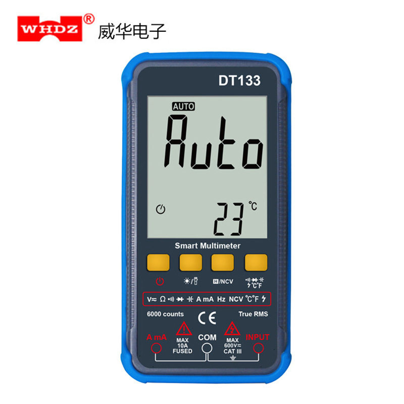智能超薄大屏幕数字万用表DT133带火线判断和NCV测量