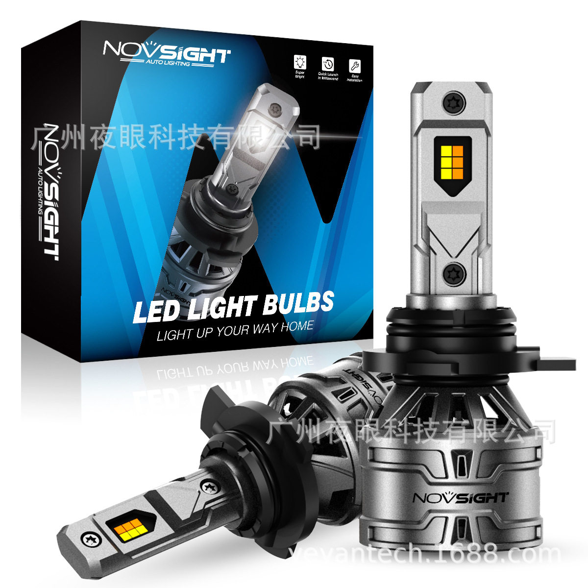 亚马逊热卖新款NOVSIGHTN61T系列LED照明车灯9012灯泡汽车大灯