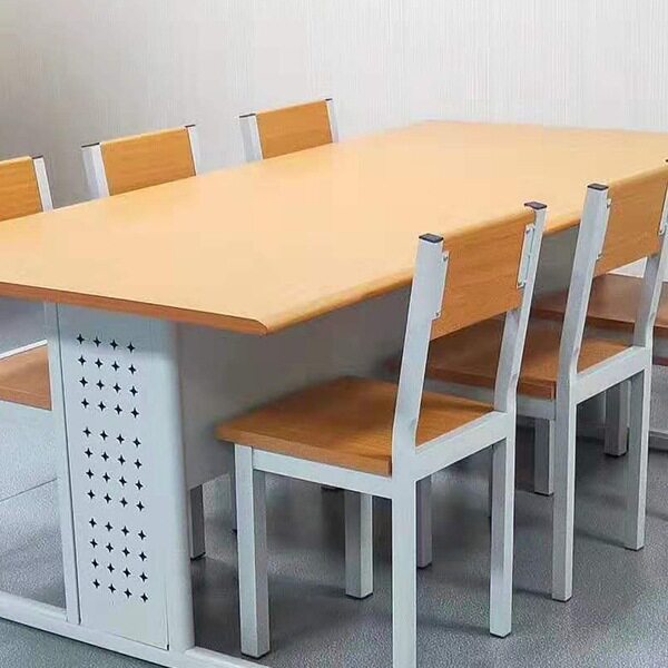 图书馆阅览桌6人位桌椅4人图书室钢制桌子长条桌书法桌r*