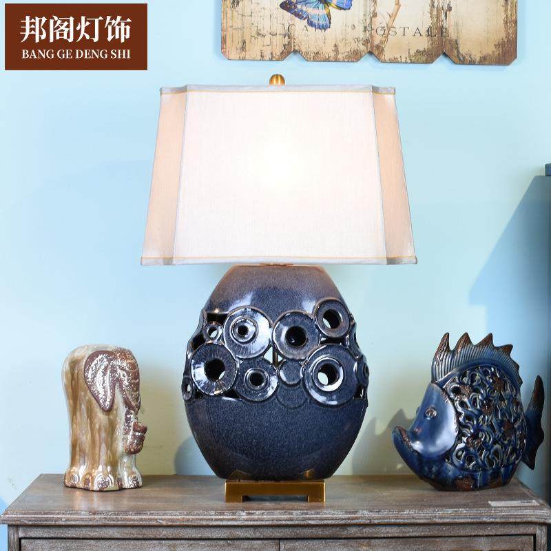 时尚复古客厅书房卧室台灯床头灯美式陶瓷台灯轻奢后现代灯饰,纺织面料/辅料/配套,纺织机械配件,淘宝优惠券,粉丝福利购,淘宝优惠卷