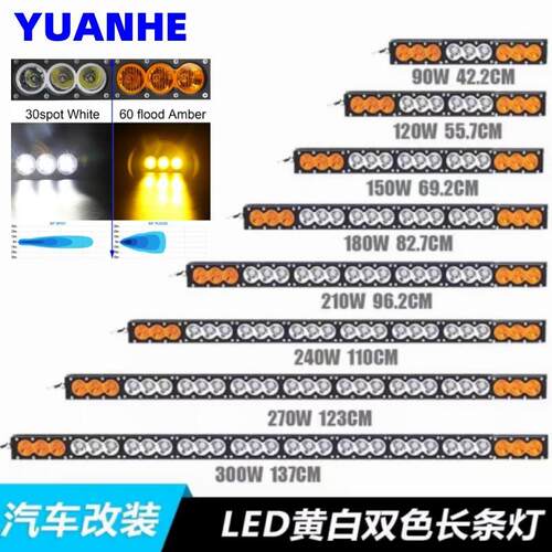 52寸警示灯300w大单排长条灯led工作灯汽车探照灯改装车灯车顶灯