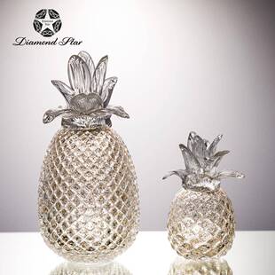 钻石星吹制玻璃金色菠萝摆件现代卧室客厅家居艺术摆设工艺品