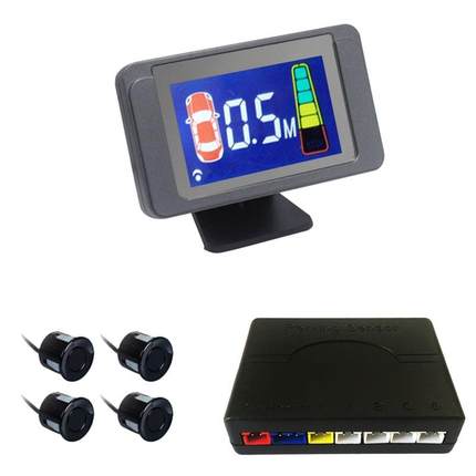 汽车倒车雷达4探头彩色LCD液晶彩屏语音蜂鸣2合1促销