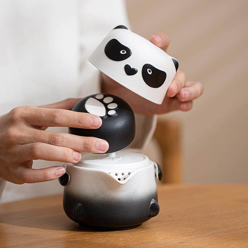 创意熊猫陶瓷快客杯一壶二杯户外便携式旅行茶具车载露营泡茶套装,机械设备,其他机械设备,淘宝优惠券,粉丝福利购,淘宝优惠卷