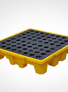 防渗漏托盘斜坡托盘油桶搬运斜坡四桶托盘黄色塑料斜坡聚乙烯斜坡