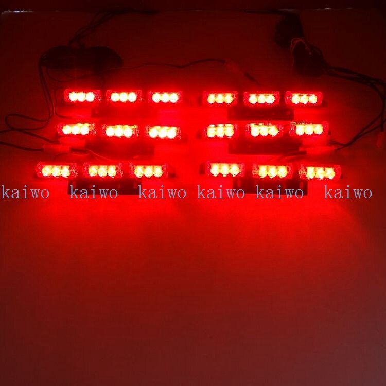 03010汽车12V中网LED车灯一拖六54LED频闪灯爆闪灯