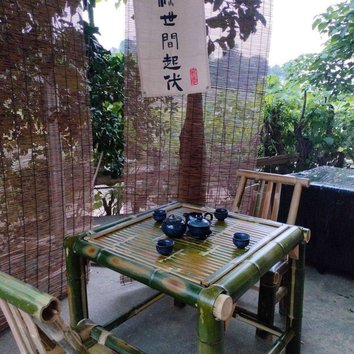 XN庭院竹桌阳台农家乐桌子椅子围炉煮茶复古风格桌椅全套桌竹制品