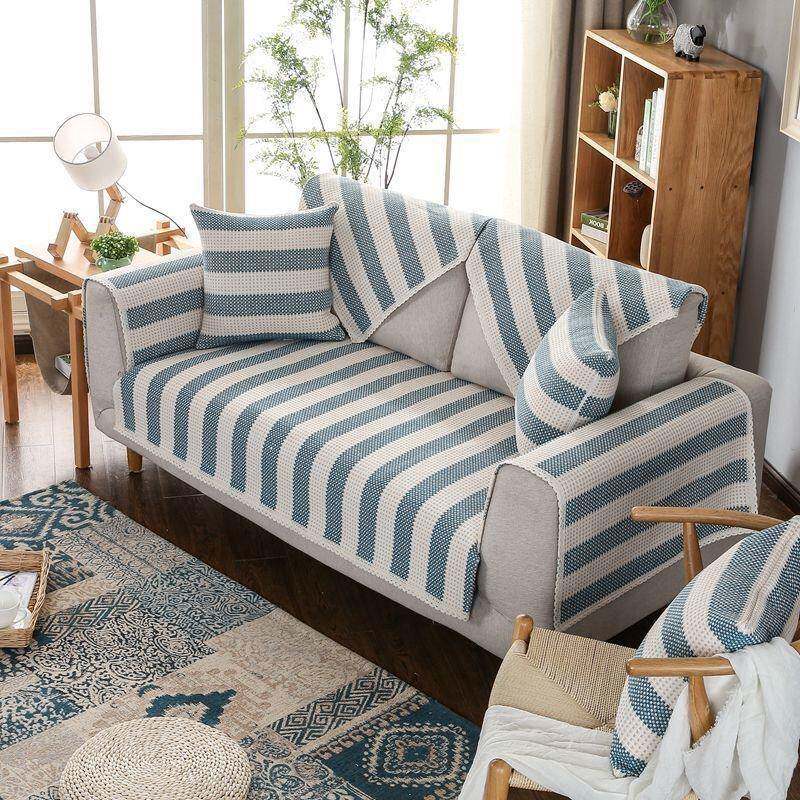 沙发垫KFL亚麻粗棉麻布艺布四季用简约罩沙发套靠通背巾全包