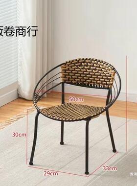 家小藤凳椅用子靠背椅客厅阳台家用椅休闲手工VMH编织藤矮子餐椅