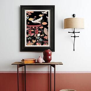 翩翩鹤白法式复花古新中式鸟装饰画客厅书C176房餐厅西风美洋式挂