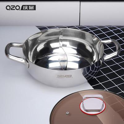 三钢火锅316L加厚火锅家汤锅双耳明层火电双hg56980磁炉通用用火