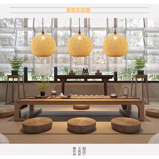 东南亚吊灯竹编创意2060灯茶室楼梯圆球间灯具新中式禅意民宿餐厅