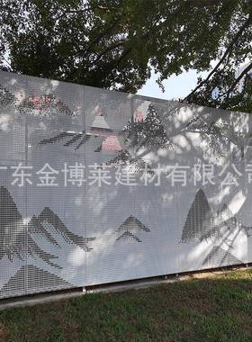 厂家冲直销幕墙雨铝单板山水白色孔孔铝板GHW穿雕花棚金属氟碳