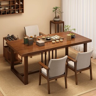 茶台茶桌阳台客厅家用一体书桌椅2026新款实木高端中古风泡茶茶几