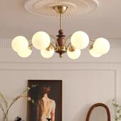 法复古客厅灯式 中古风玻璃魔式 豆394大厅美主灯创意书房卧室餐厅