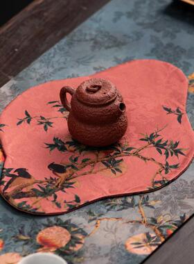 茶香云纱茶新席中式意复古桌旗布桌隔热海禅棠垫茶托IZH餐垫茶道