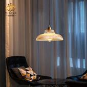 日式 复古餐厅吧台灯简北371欧黄铜玻璃约现代vi吊nt厅age饭餐桌吊