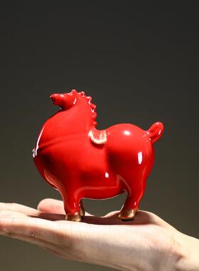 招财迷你小号唐马摆件创意陶瓷家居书房客厅办公室桌面装饰摆设品