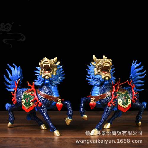 铜麒麟摆件铜麒麟一对火麒麟