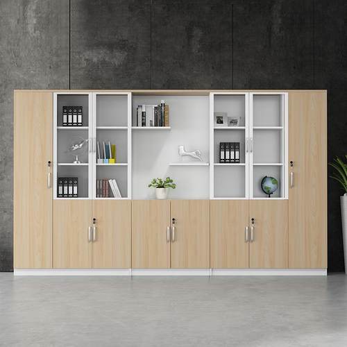 北京办公室书柜木质文件柜资料档案柜储物带锁柜子板式书架玻璃门