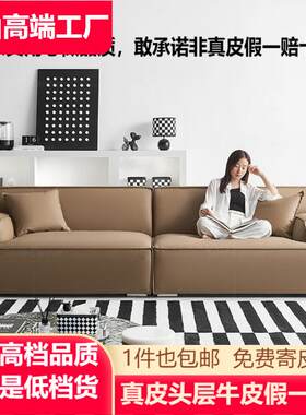 Baxter大马士革真皮沙发羽绒小户型现代客厅直排双人意式极简沙发
