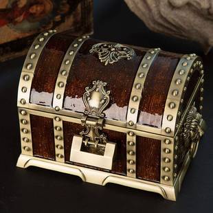 韩版公主首饰收纳盒珠宝饰品盒百宝箱带锁双层家居装饰摆件