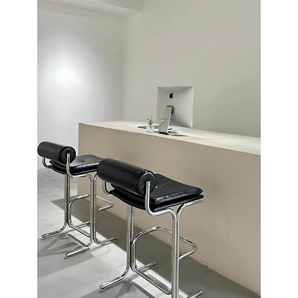 包豪斯不锈钢吧台椅现代金属家用高脚凳设计师创意酒吧岛台高级感