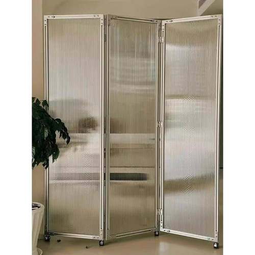 办公室玻璃入户屏风可折叠移动免打孔餐厅客厅网红铝型材隔断装饰