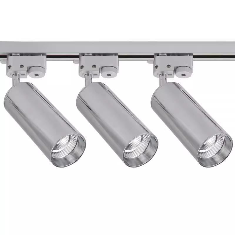 led银色明装射灯商铺服装店家用背景墙cob吸顶式轨道灯聚光商用灯