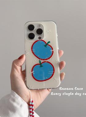 韩国ins奶油白蝴蝶结蓝色苹 果适用16promax苹 果15pro手机保护壳iphone14新款防摔13pro全包14pro可爱保护套