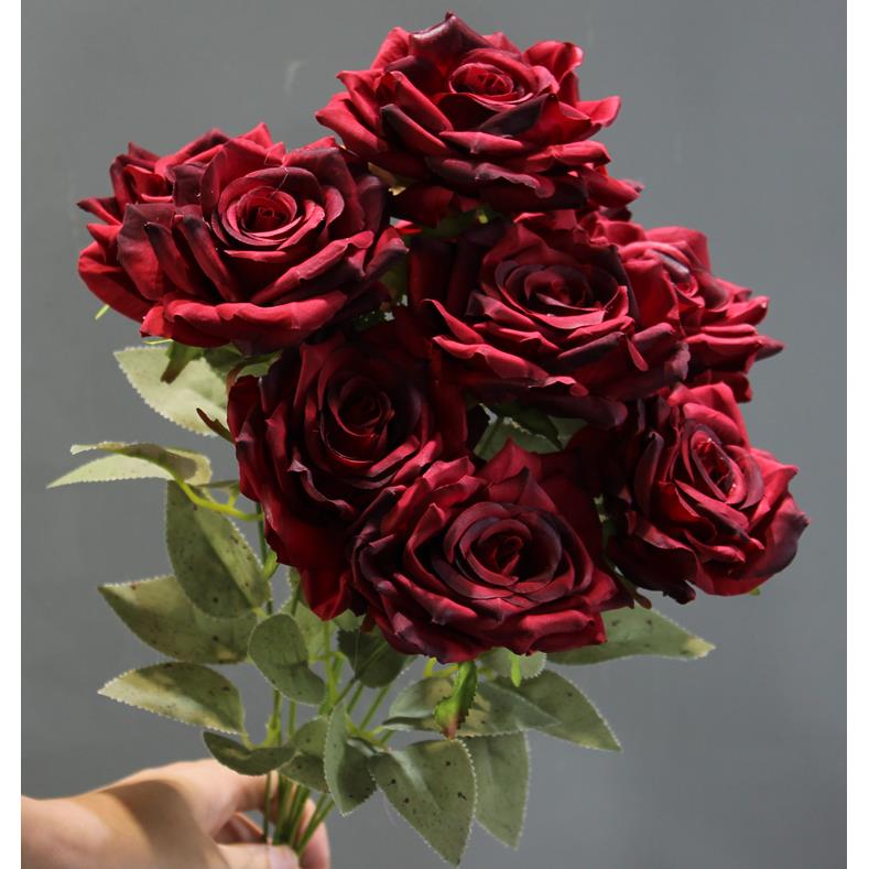把束玫瑰假花花束拍摄道具9头秋色玫瑰花多头餐桌花酒店摆花婚庆
