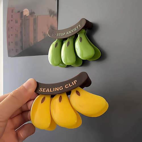 香蕉磁吸封口夹食品级可爱密封防潮家用零食品袋夹子封口条冰箱贴
