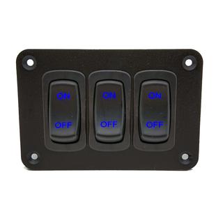 船形开关面板3位组合游艇汽车改装 面板带固定板黑色金属框cc