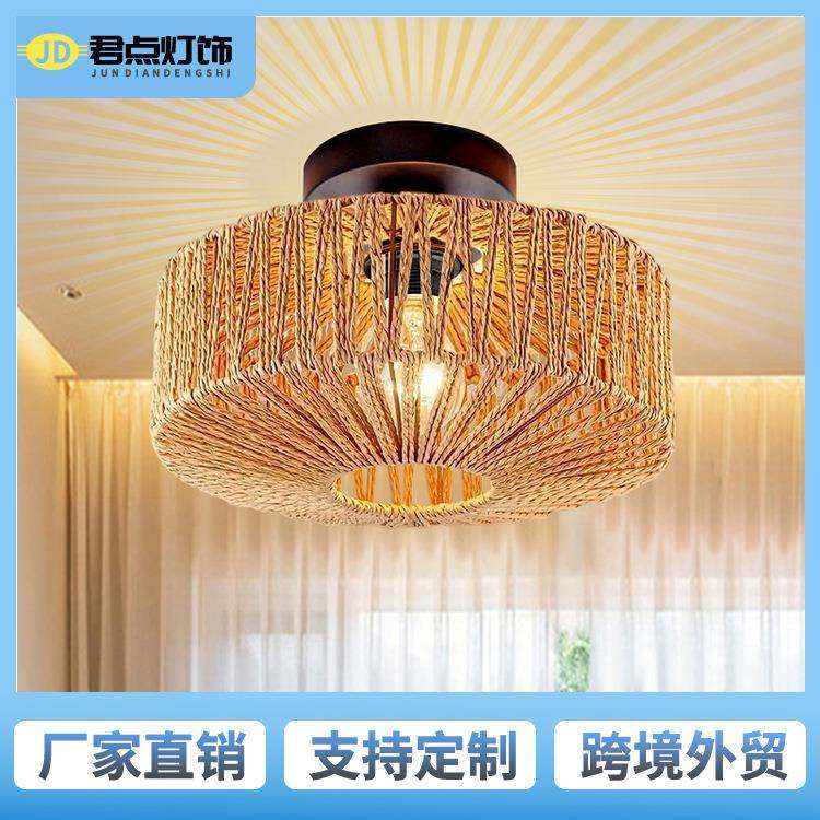 美式乡村田园风手工藤编灯罩民宿餐厅过道客厅玄关卧室吸顶灯,纺织面料/辅料/配套,纺织机械配件,淘宝优惠券,粉丝福利购,淘宝优惠卷