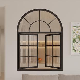 现货法式复古窗户隔断铁艺玻璃老式钢窗拱形老洋房室内门窗平开窗