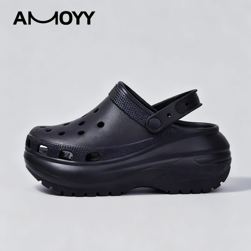 amoyy洞洞鞋情侣款男女厚底增高