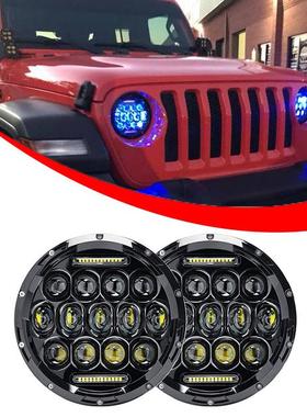 7寸78W牧马人led大灯rgb天使眼7寸大灯带转向灯牧马人改装led大灯