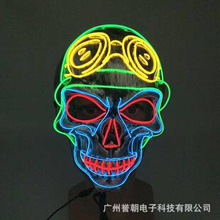 可爱骷髅头发光面具el冷光线角色扮演万圣节狂欢节舞会发光道具