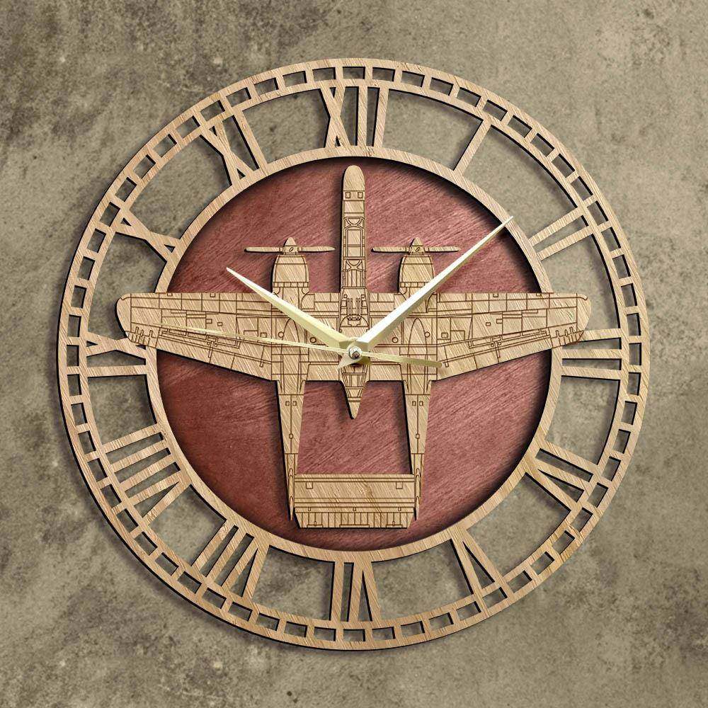 木制挂钟P61黑寡妇双发战斗机造型墙钟现代航空墙面家居装饰壁钟