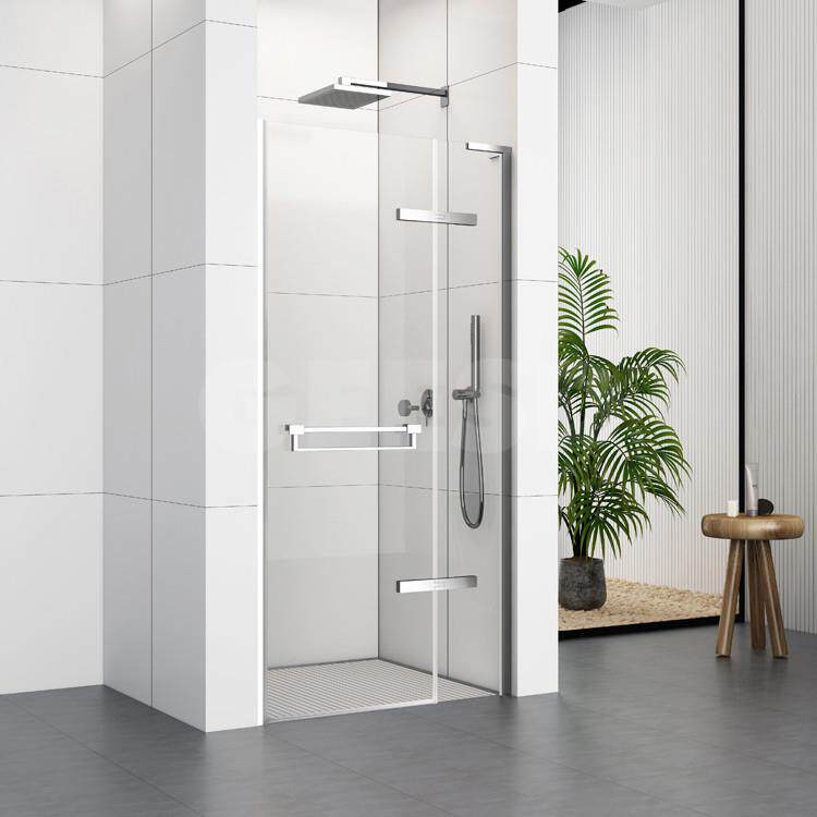 顶角码无框淋浴房一字形沐浴房不锈钢合页浴室隔断平开门屏风玻璃