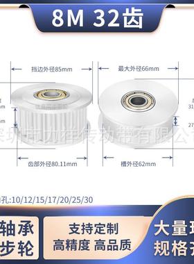 同步带轮8M32齿张紧齿宽27/32内孔6/8/10/117/2025齿形带同步轮