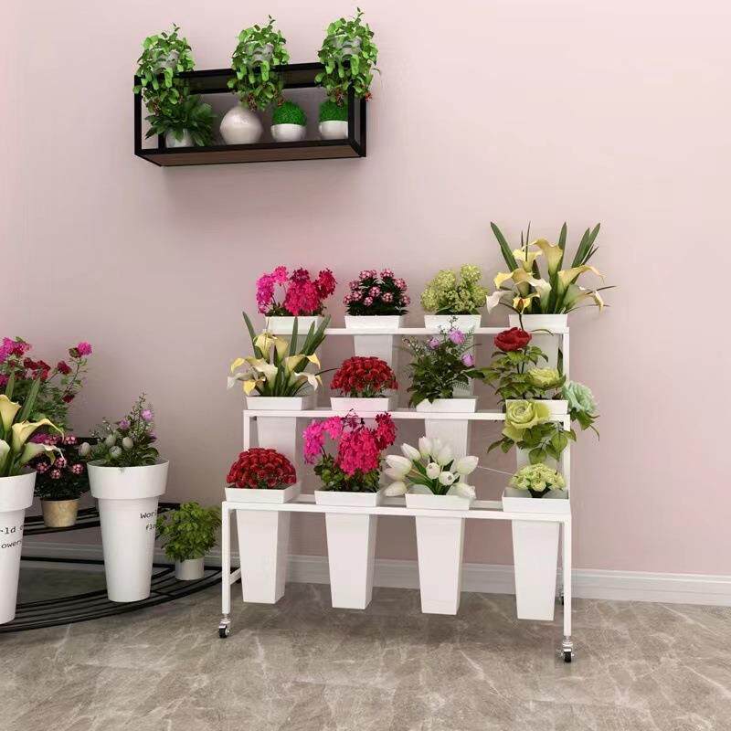 花店花架阶梯花架展示架花架绿植隔断装饰铁艺鲜花货架花店花桶