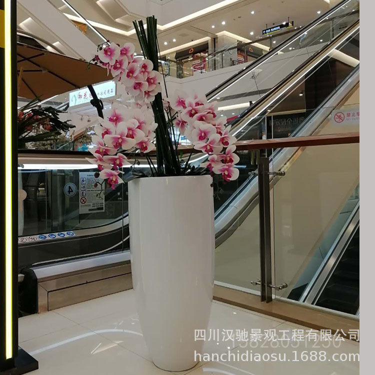 商场落地式花瓶圆形可以插仿真花的花瓶容器楼梯口花瓶