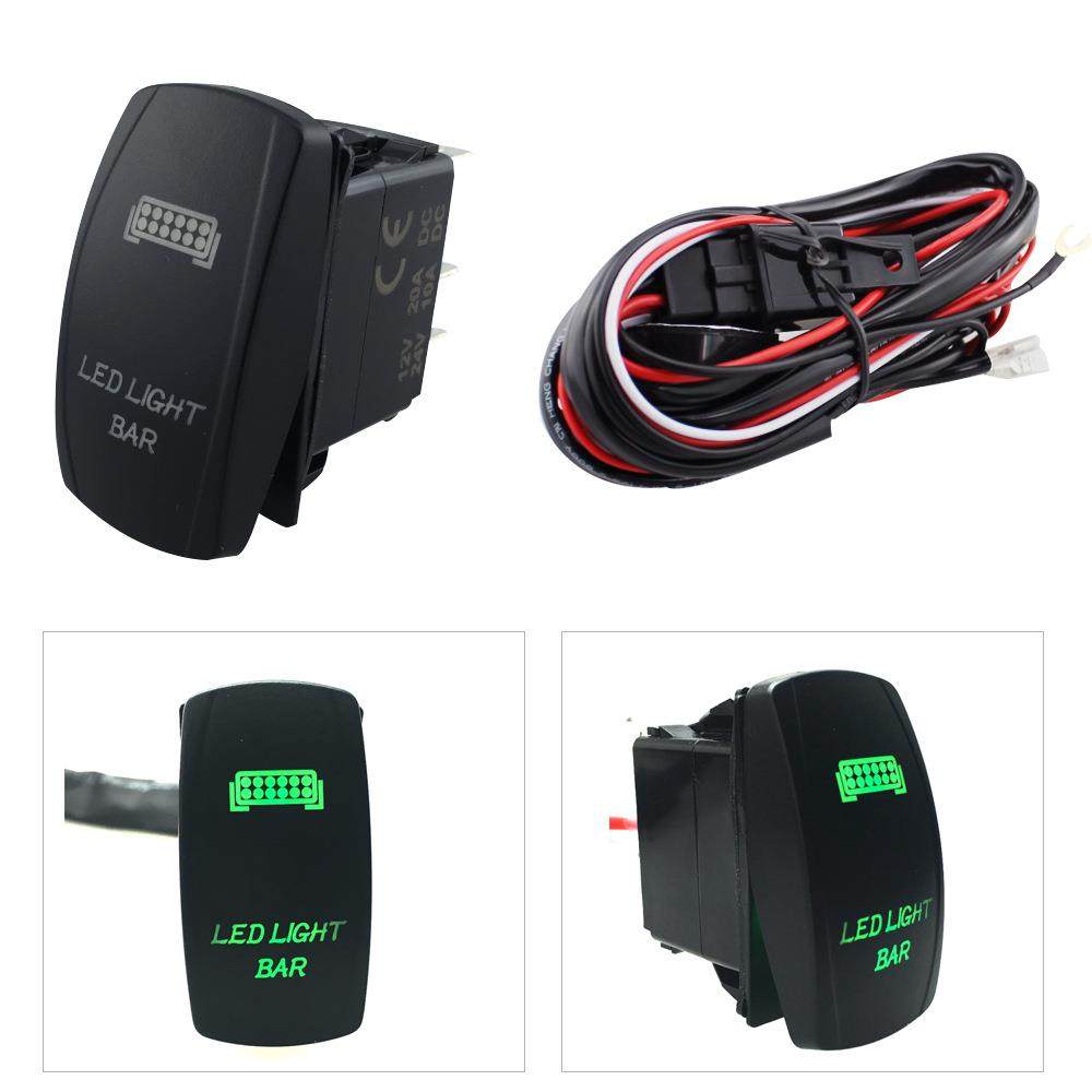 绿色双灯12/24V翘板开关工作灯带安装线束一拖二LEDLIGHTBAR,工业油品/胶粘/化学/实验室用品,其他实验室设备,淘宝优惠券,粉丝福利购,淘宝优惠卷